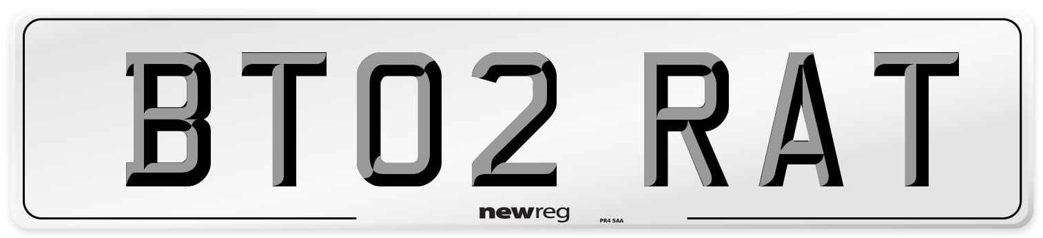 BT02 RAT Number Plate from New Reg